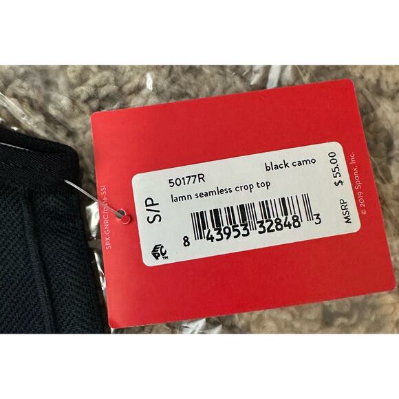 Spanx Lamn Active Seamless Crop Top Black Camo Size Small New with tags - Picture 4 of 4